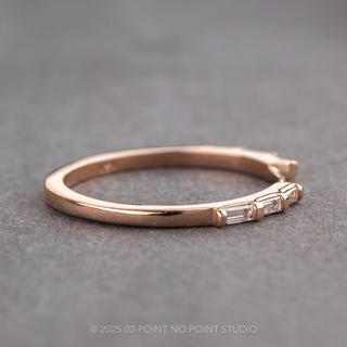 3 Baguette Diamond Wedding Cuff, Harper Setting, 14K Rose Gold