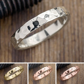 4mm Comfort Fit Mens Wedding Band, Hammered Polished