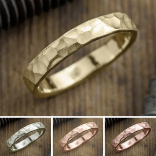 4mm Mens Wedding Band, Hammered Matte