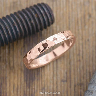 4mm Mens Wedding Band, Hammered Polished