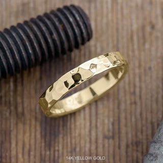 4mm Comfort Fit Mens Wedding Band, Hammered Polished