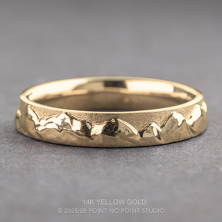 4mm Mountain Mens Wedding Band, Matte and Polished men's wedding band, Point No Point Studio. Eco-friendly, Recycled Metals, Conflict Free.