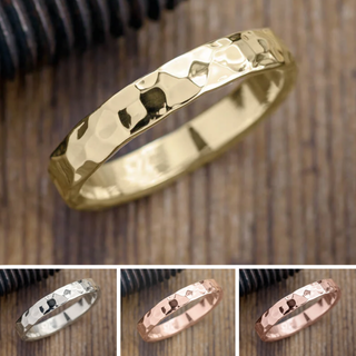 4mm Mens Wedding Band, Hammered Polished
