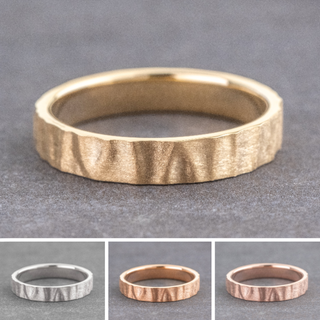 4mm Mens Wedding Band, Wood Grain Matte