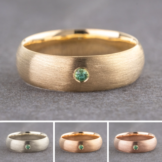 Emerald Mens Wedding Band, Comfort Fit