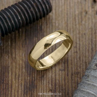 6mm Comfort Fit Mens Wedding Band, Half Round Polished men's wedding band, Point No Point Studio. Eco-friendly, Recycled Metals, Conflict Free.