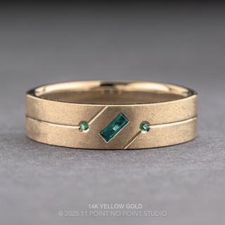 Lab Emerald Baguette and Round Emerald Mens Wedding Band