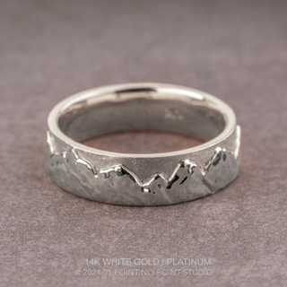 6mm Mountain Mens Wedding Band, Matte and Polished
