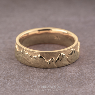 6mm Mountain Mens Wedding Band, Matte and Polished