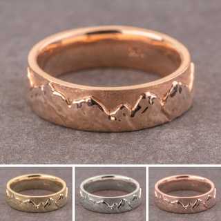 6mm Mountain Mens Wedding Band, Matte and Polished