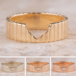 Notched Ellipse Wedding Ring, 6mm Polished women's wedding band, Point No Point Studio. Eco-friendly, Recycled Metals, Conflict Free.