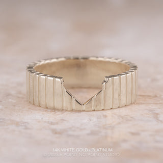 Notched Ellipse Wedding Ring, 6mm Polished women's wedding band, Point No Point Studio. Eco-friendly, Recycled Metals, Conflict Free.