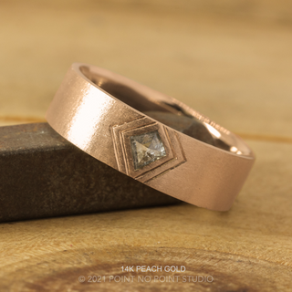 Salt and Pepper Kite Diamond Mens Wedding Band, Comfort Fit men's wedding band, Point No Point Studio. Eco-friendly, Recycled Metals, Conflict Free.