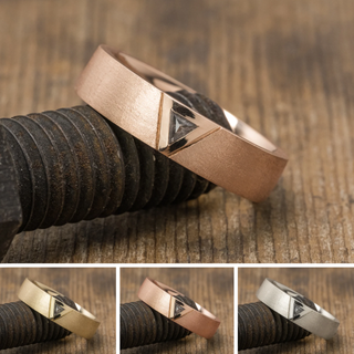 Triangle Diamond Mens Wedding Band, Comfort Fit