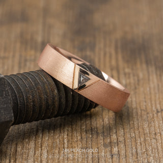 Triangle Diamond Mens Wedding Band, Comfort Fit