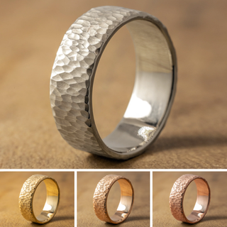 8mm Mens Wedding Band, Leopard Print Hammered Matte