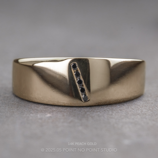 Asymmetrical Wave Black Diamond Mens Wedding Band, Comfort Fit