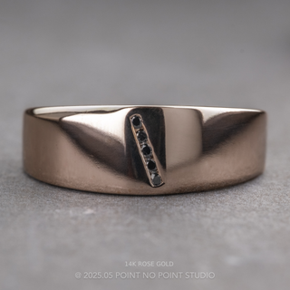Asymmetrical Wave Black Diamond Mens Wedding Band, Comfort Fit