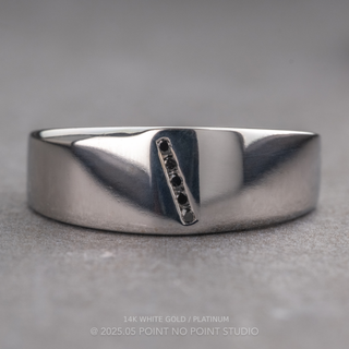 Asymmetrical Wave Black Diamond Mens Wedding Band, Comfort Fit