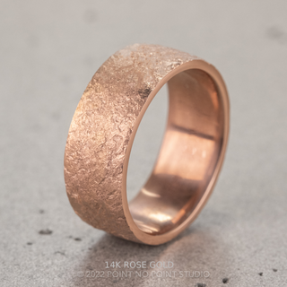 8mm Comfort Fit Mens Wedding Band, Distressed Texture Matte men's wedding band, Point No Point Studio. Eco-friendly, Recycled Metals, Conflict Free.
