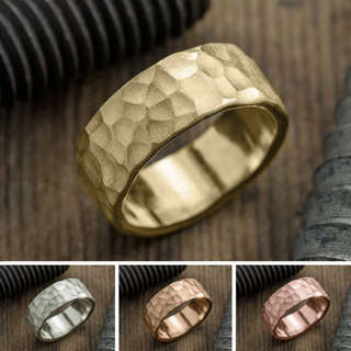 8mm Comfort Fit Mens Wedding Band, Hammered Matte
