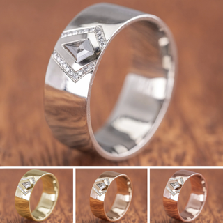 Kite and White Diamond Mens Polished Wedding Band, Comfort Fit