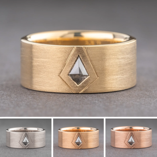 Salt and Pepper Kite Diamond Mens Wedding Band, Comfort Fit