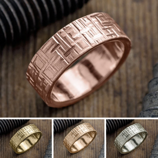 8mm Comfort Fit Mens Wedding Band, Textured Matte