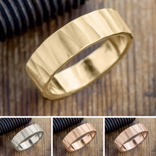 8mm Mens Wedding Band, Wood Grain Matte