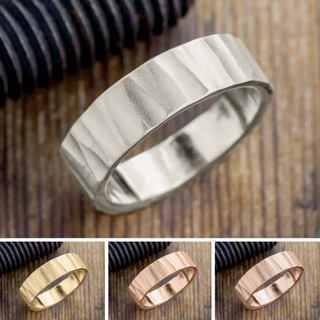 8mm Comfort Fit Mens Wedding Band, Wood Grain Matte