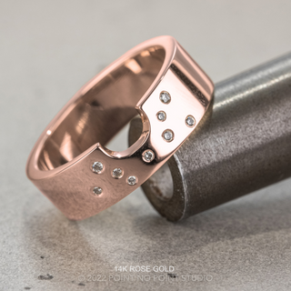 Ellipse Wedding Ring, 9 Diamond, 6mm Polished women's wedding band, Point No Point Studio. Eco-friendly, Recycled Metals, Conflict Free.