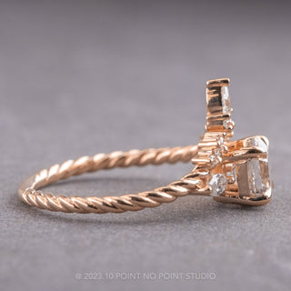 1.35 Carat Canadian Salt and Pepper Hexagon Diamond Engagement Ring, Andromeda Setting, 14K Rose Gold