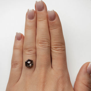 3.62 Carat Black Salt and Pepper Rose Cut Hexagon Diamond
