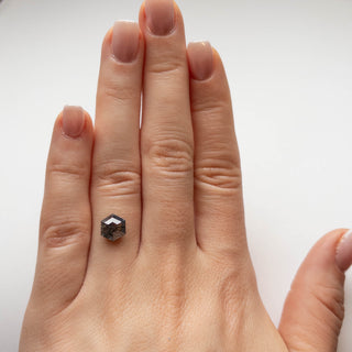 1.82 Carat Black Salt and Pepper Rose Cut Hexagon Diamond