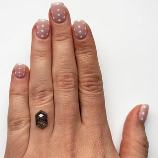 2.61 Carat Salt and Pepper Rose Cut Hexagon Diamond