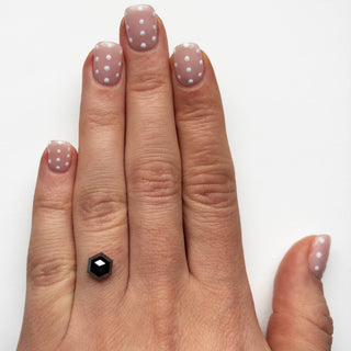 1.69 Carat Black Rose Cut Hexagon Diamond