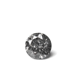 1.43 Carat Salt and Pepper Brilliant Cut Round Diamond showcasing unique speckled patterns, handcrafted with eco-friendly, conflict free materials, daring to do diamonds differently.