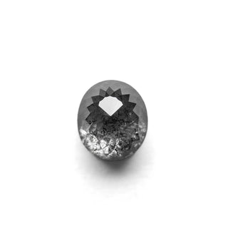 1.94 Carat Salt and Pepper Double Cut Oval Diamond showcasing unique speckled inclusions and handcrafted eco-friendly design with conflict free materials.