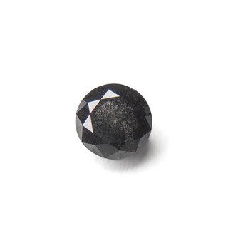 1.23 Carat Black Salt and Pepper Double Cut Round Diamond showcasing unique speckled texture, handcrafted with eco-friendly, conflict free materials, daring alternative jewelry.
