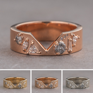 Astra Wedding Ring, 9 Diamond, 6mm Polished