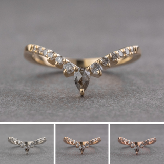 Cassiopeia Wedding Ring, 13 Salt and Pepper Diamond