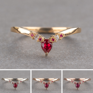 Azalea Wedding Ring, Ruby and Diamond, Loaf Band