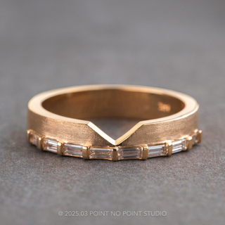 Baguette Diamond Ellipse Setting Wedding Ring, 4mm, 14k Peach Gold, Matte Finish