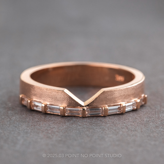 Baguette Diamond Ellipse Setting Wedding Ring, 4mm, 14k Rose Gold, Matte Finish