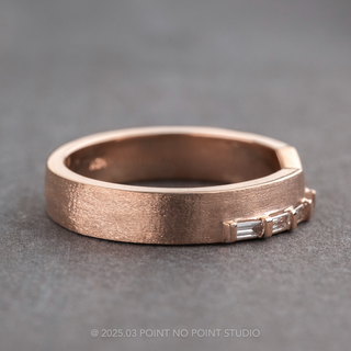 Baguette Diamond Ellipse Setting Wedding Ring, 4mm, 14k Rose Gold, Matte Finish