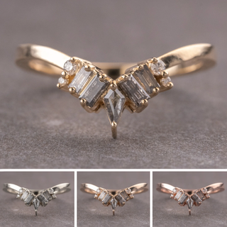 Valentina Basket Wedding Ring, Salt and Pepper Kite, 9 Diamond, Square Band