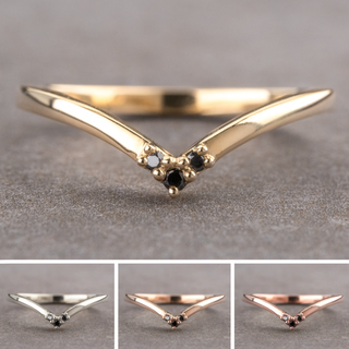 Quinn Wedding Ring, 3 Black Diamond, Loaf Band