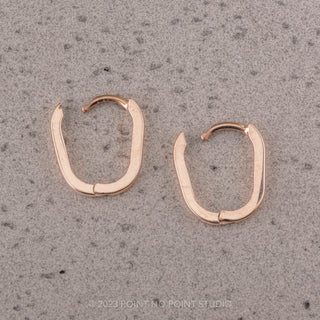 Elongated Oval Huggie Hoops, 14k Rose Gold Earrings