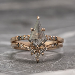 White and Black Diamond Wedding Ring, Flora Setting, 14K Rose Gold