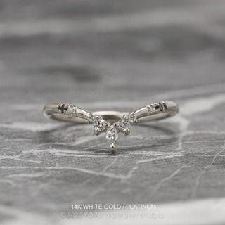 Flora Wedding Ring, 9 Black and White Diamond, Round Band